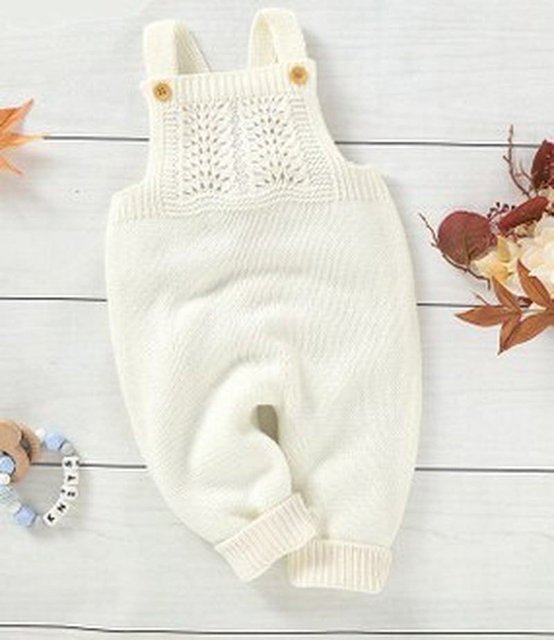 2020 0-24M Infant Baby Girl Boy Jumpsuit Knited Tops Sleevless Solid Backless Romper Winter Autumn Overalls One Piece