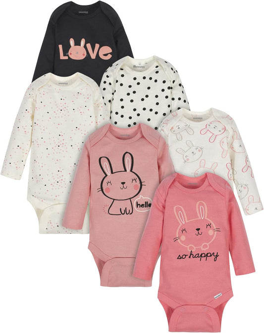 Baby-Girls 6-Pack Long Sleeve Bodysuits